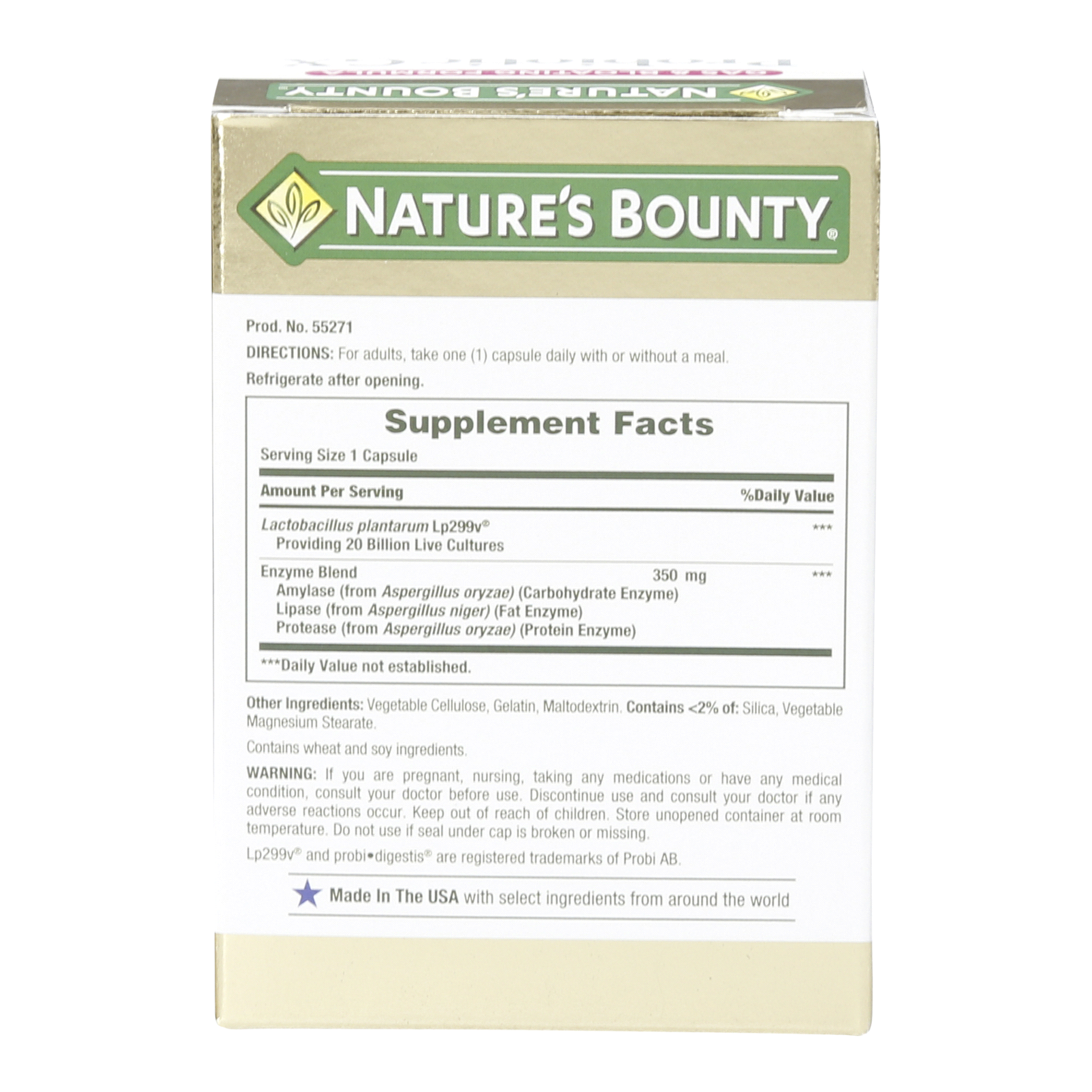 slide 9 of 13, Nature's Bounty Dietary Supplement, Probiotic GX, Gas & Bloating Formula, Digestive Health, Capsules, 25 Each, 25 ct