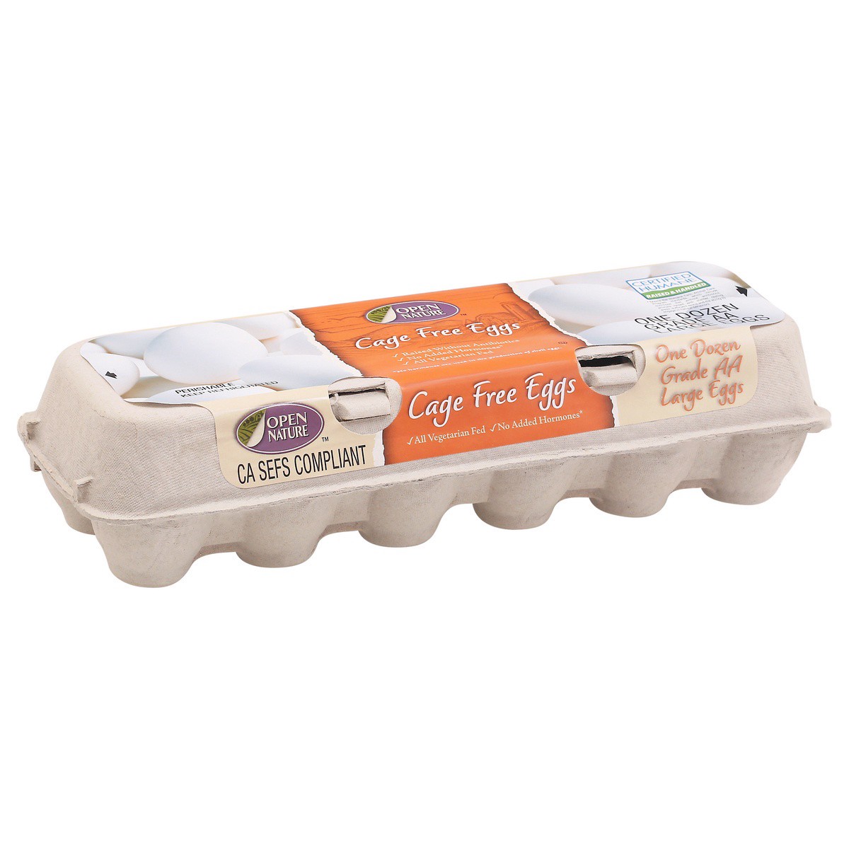 slide 8 of 9, Open Nature Eggs Cage Free Large White - 12 Count, 12 ct