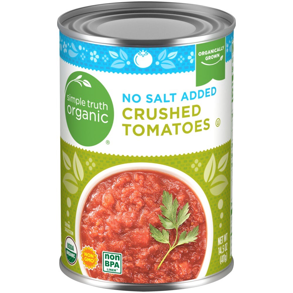 slide 1 of 4, Simple Truth Organic No Salt Added Crushed Tomatoes, 14.5 oz