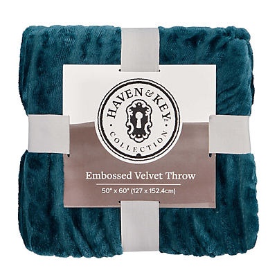 slide 1 of 1, Haven & Key Embossed Jade Velvet Throw, 50 in x 60 in