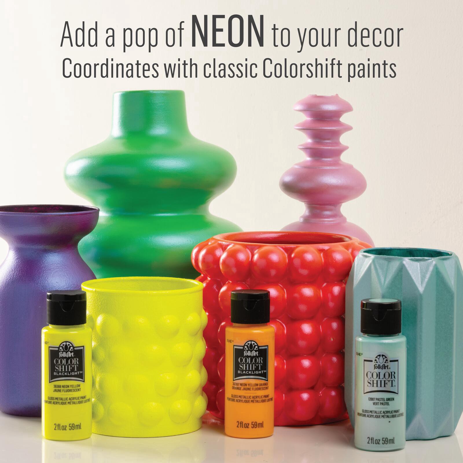 slide 3 of 8, Folkart Color Shift Blacklight Acrylic Paint, 2 fl oz
