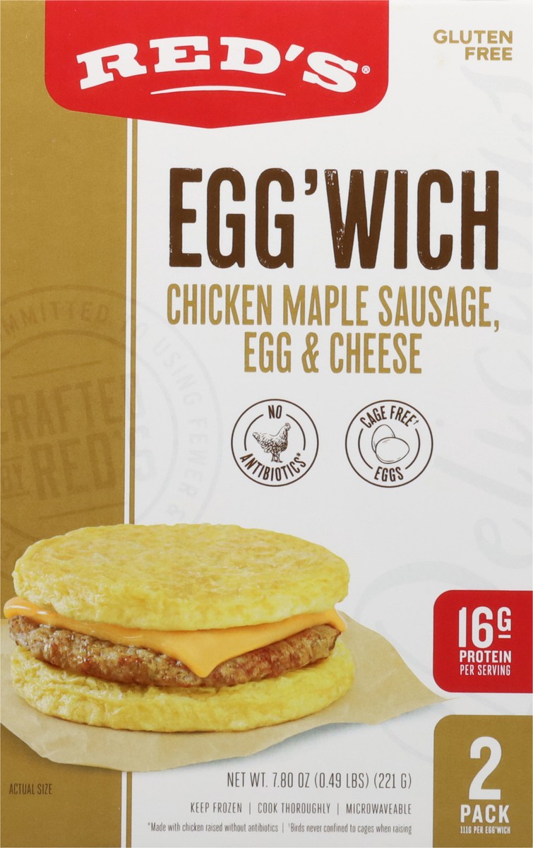 slide 4 of 16, Red's Chicken Maple Sausage Egg'Wich 2pk, 2 ct