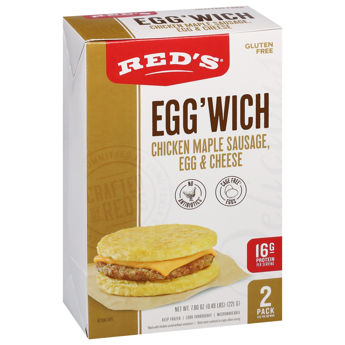 slide 2 of 16, Red's Chicken Maple Sausage Egg'Wich 2pk, 2 ct