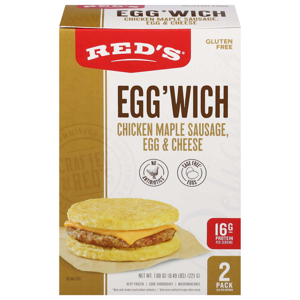 slide 3 of 16, Red's Chicken Maple Sausage Egg'Wich 2pk, 2 ct