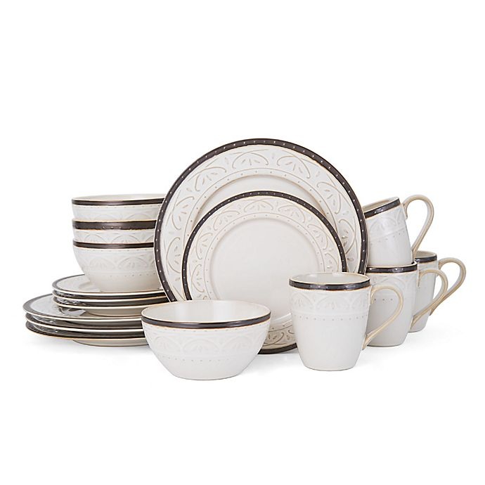 slide 1 of 1, Pfaltzgraff Promenade Scroll Dinnerware Set - White, 16 ct