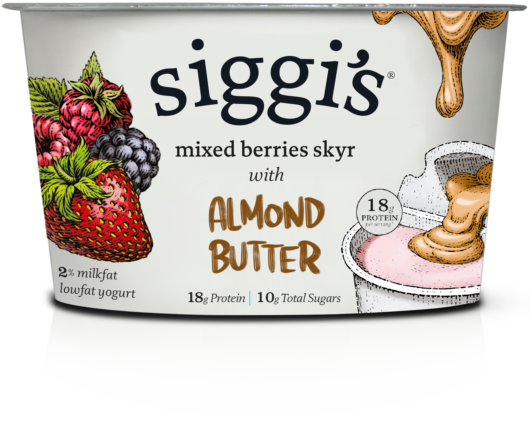 slide 1 of 3, Siggi's 2% Mixed Berries Skyr with Almond Butter Yogurt, 5 oz