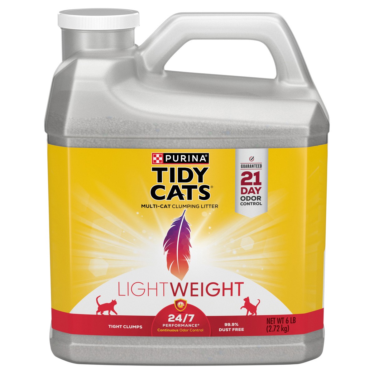 slide 1 of 8, Purina Tidy Cats LightWeight 24/7 Performance Odor control, Multi-Cat, Clumping, 99.9 Percent Dust Free Cat Litter, 6 lb