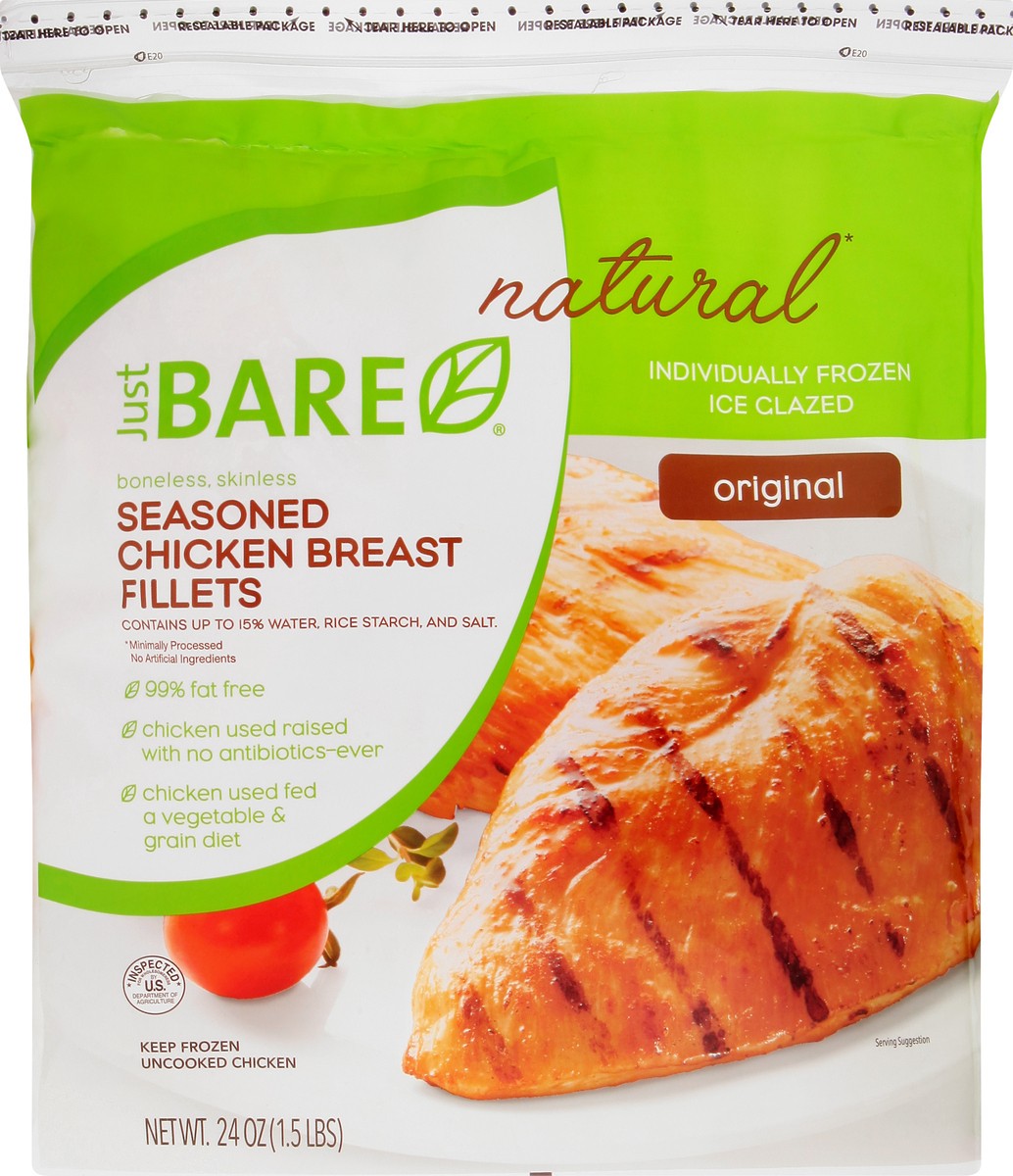 slide 5 of 9, Just BARE Seasoned Original Chicken Breast Fillets 24 oz, 24 oz