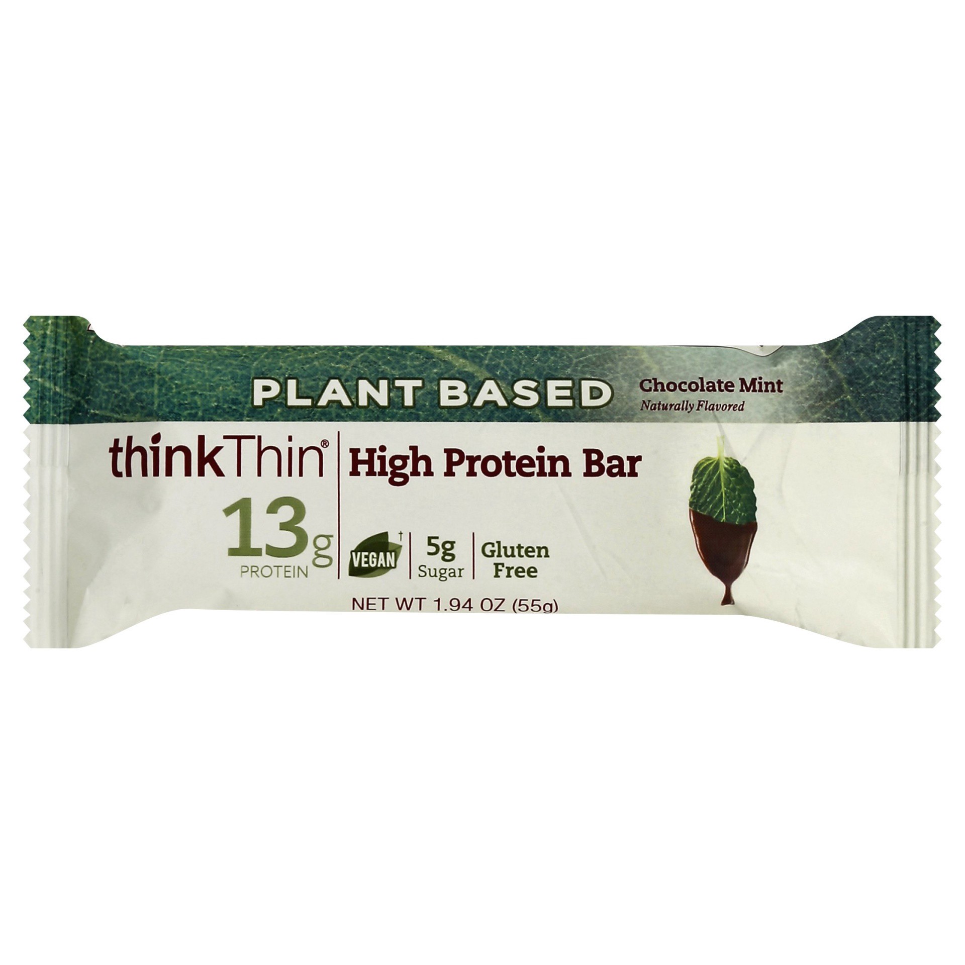 slide 1 of 10, thinkThin Plant Based High Protein Chocolate Mint Bar, 1.94 oz