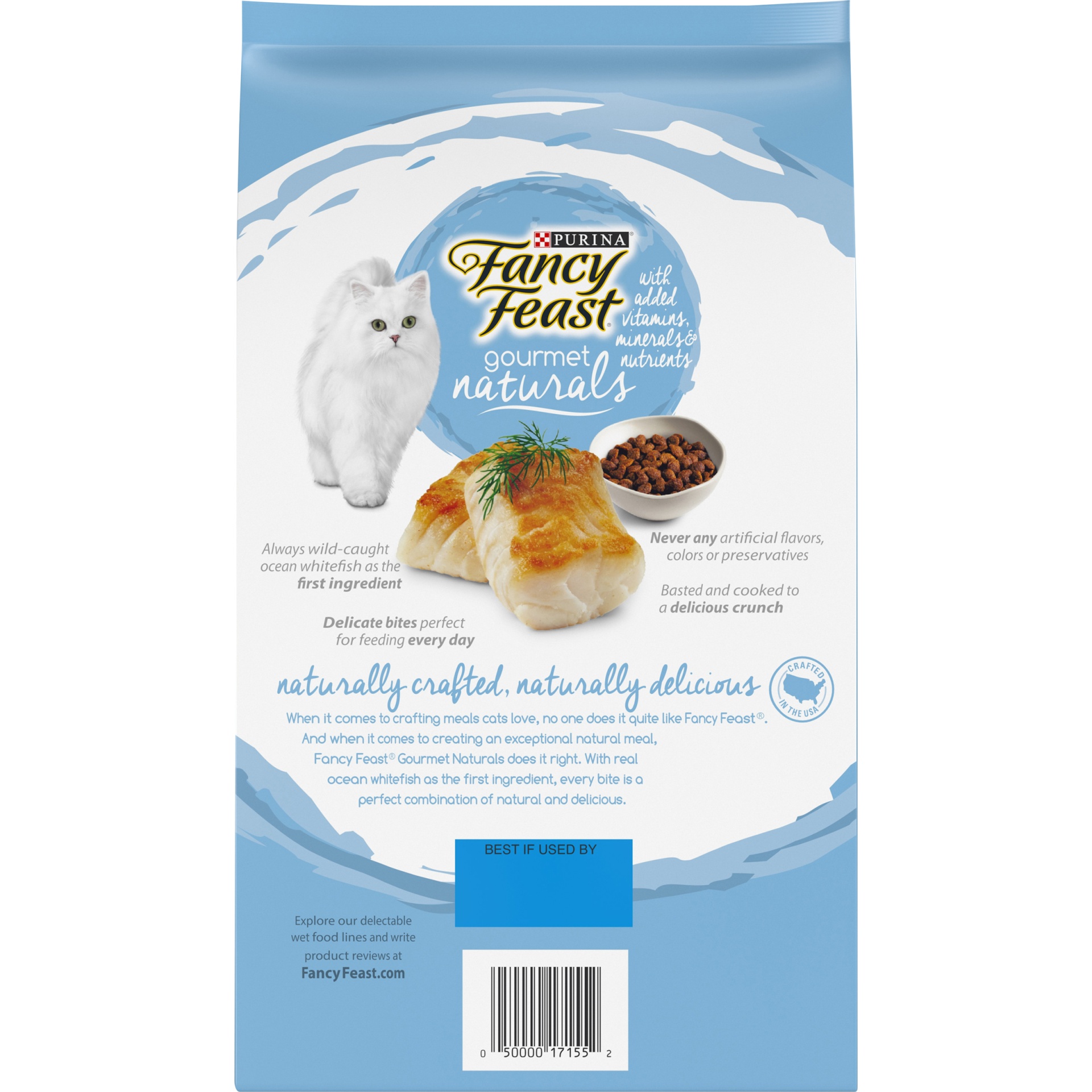 slide 6 of 9, Fancy Feast Gourmet Naturals with Wild-Caught Ocean Whitefish Dry Cat Food, 54.4 oz