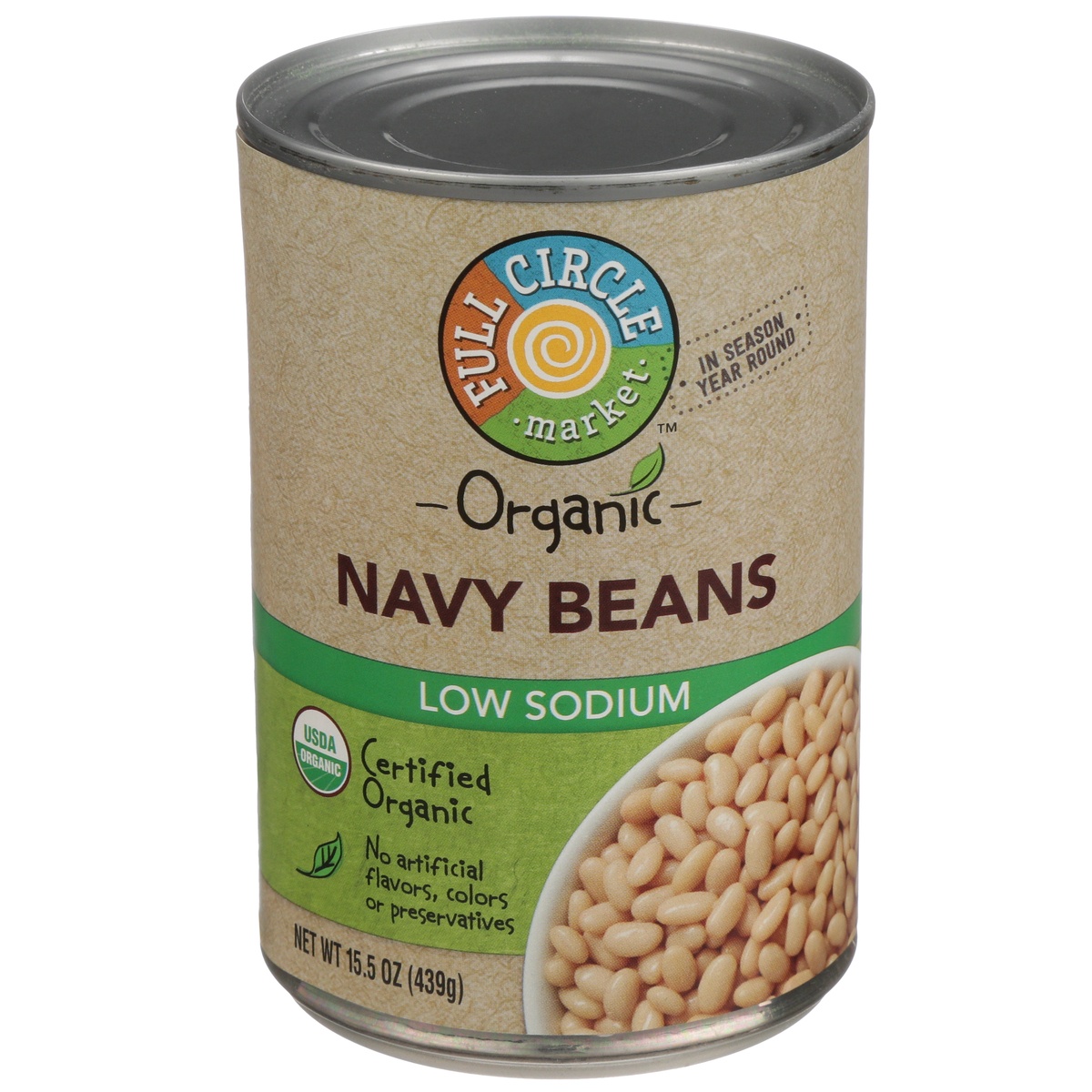 slide 1 of 1, Full Circle Market Low Sodium Navy Beans, 15.5 oz