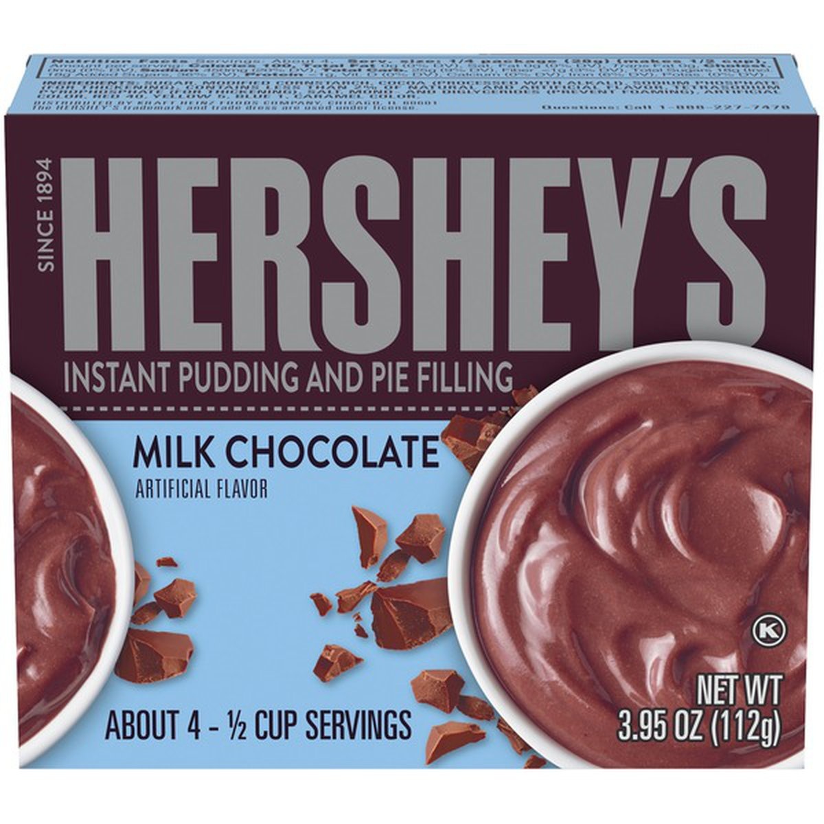 slide 1 of 1, Hershey Milk Chocolate Instant Pudding And Pie Filling, 3.95 oz
