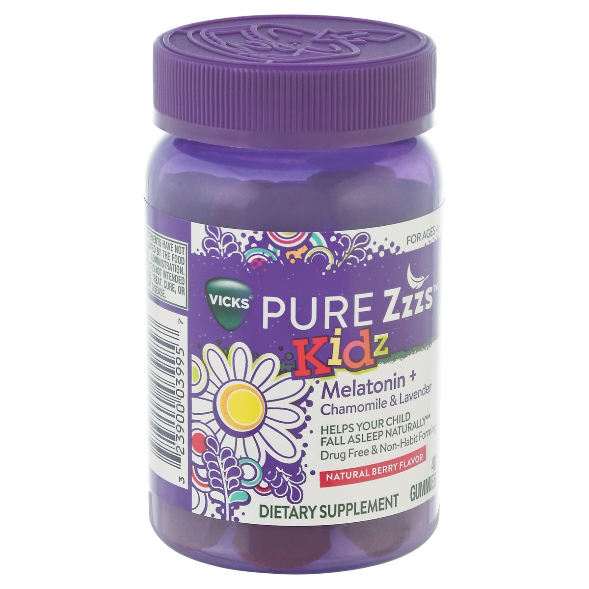 slide 2 of 4, Vicks Pure Zzzs Kidz Gummies Natural Berry Flavor Melatonin + Chamomile & Lavender 48 ea, 48 ct