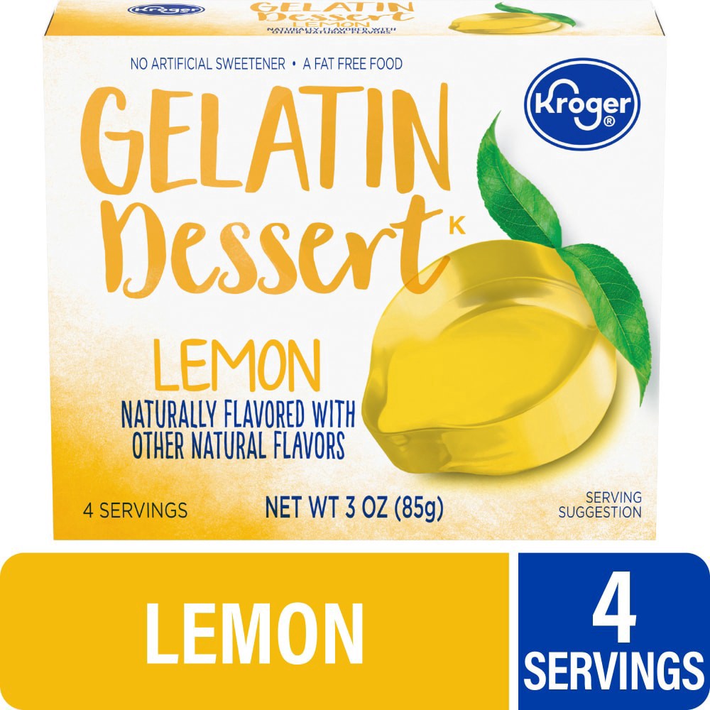 slide 1 of 4, Kroger® Lemon Gelatin Dessert Mix, 3 oz