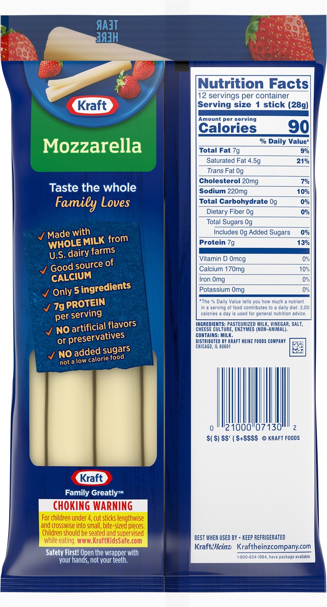 slide 7 of 9, Kraft Creamy String Cheese Mozzarella Cheese Snacks with Whole Milk, 12 ct Sticks, 12 ct