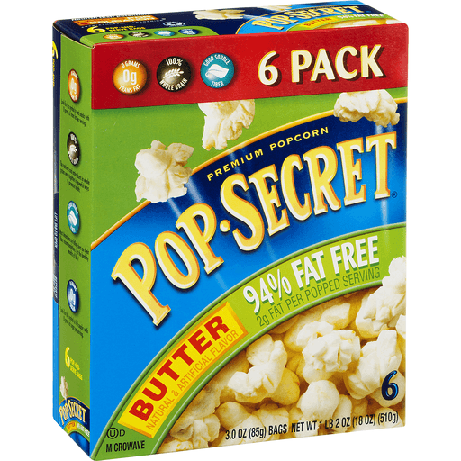 slide 2 of 9, Pop-Secret Buttered 94% Fat Free Popcorn, 6 ct