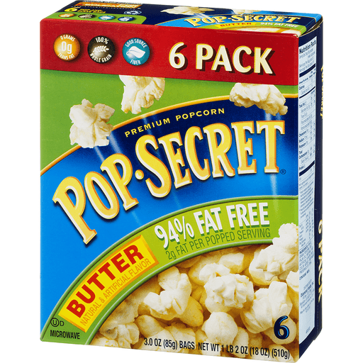 slide 3 of 9, Pop-Secret Buttered 94% Fat Free Popcorn, 6 ct