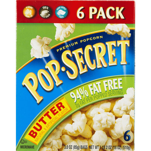 slide 4 of 9, Pop-Secret Buttered 94% Fat Free Popcorn, 6 ct