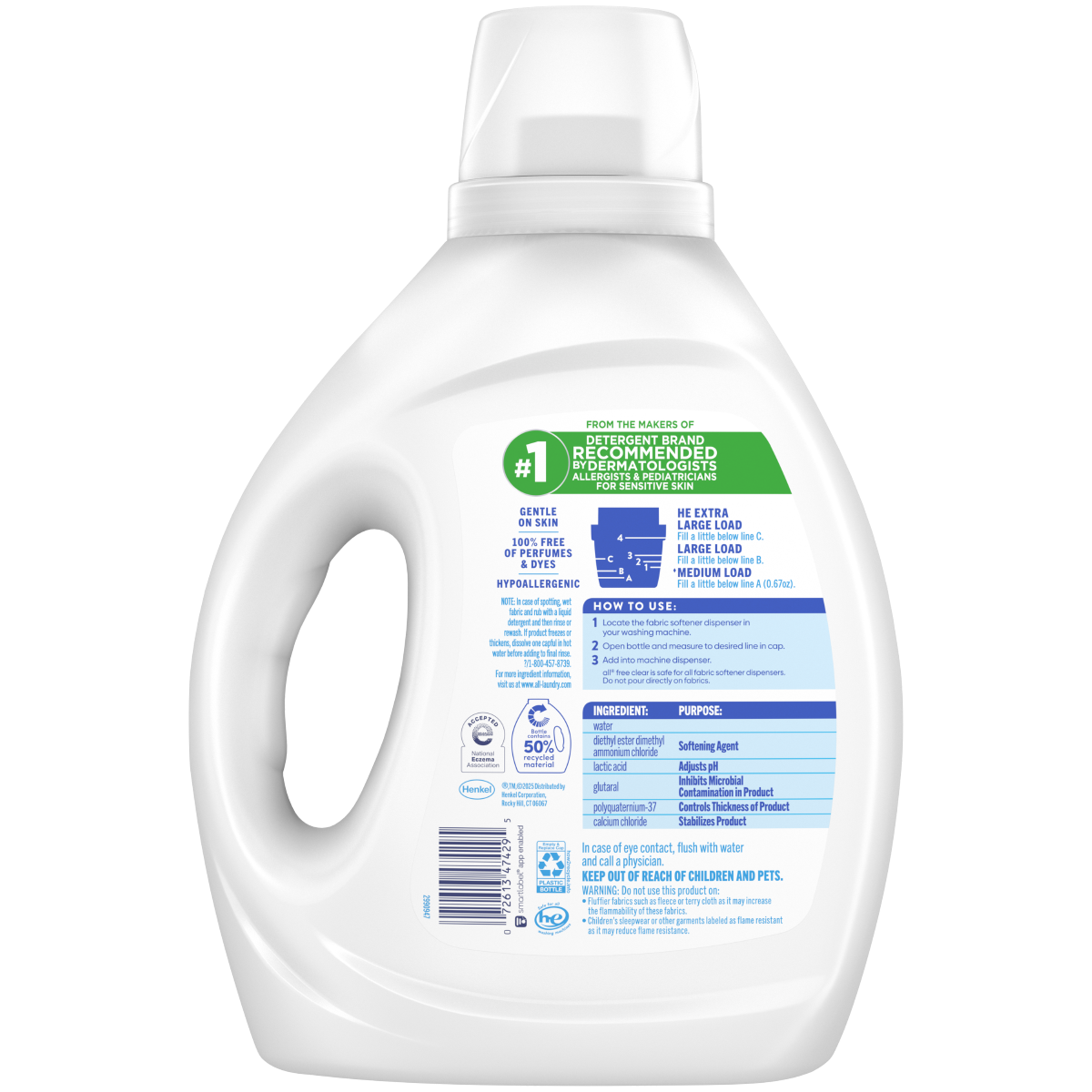 slide 5 of 5, ALL Liquid Fabric Softener, Free & Clear, 80 oz., 80 oz