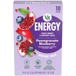 V8 Energy Pomegranate Blueberry Energy Drink Mix Powder, .10 oz Packet (10 Count)