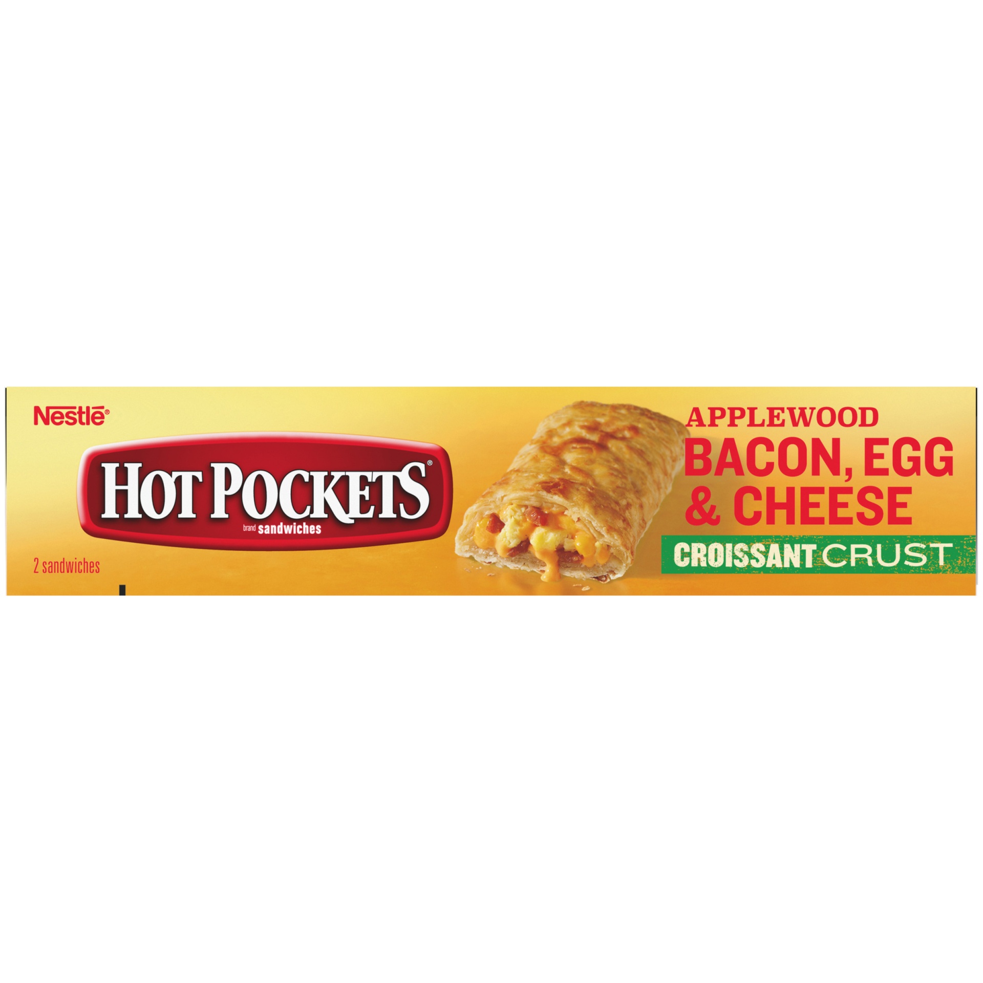 slide 8 of 10, Hot Pockets Applewood Bacon, Egg & Cheese Croissant Crust Frozen Breakfast Sandwiches, 2 ct; 9 oz