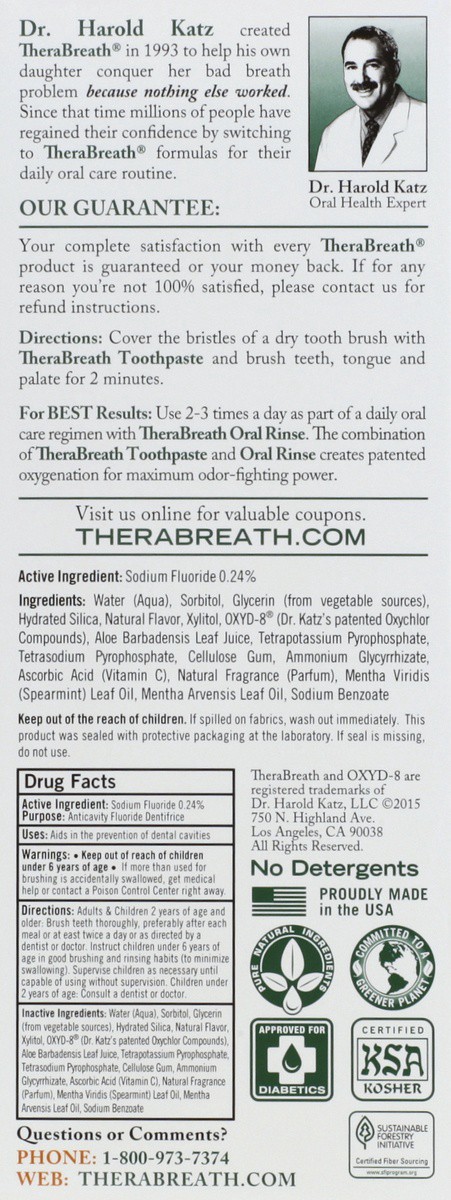 slide 2 of 6, TheraBreath Toothpaste 4 oz, 4 oz