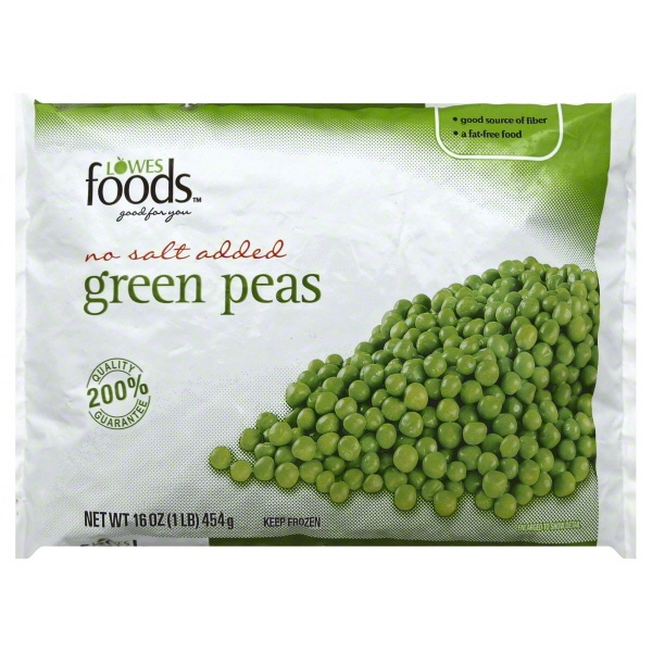 slide 1 of 1, Lowes Foods Green Peas No Salt Added, 16 oz