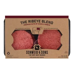 Schweid & Sons Retail Fresh The Ribeye Blend Patty 5.3 oz 3/4 75/25