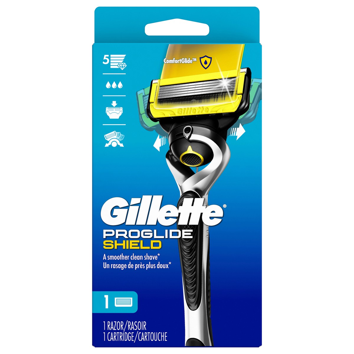 slide 1 of 1, Gillette ProGlide Shield Razor for Men, Handle + 1 Blade Refill, 1 ct