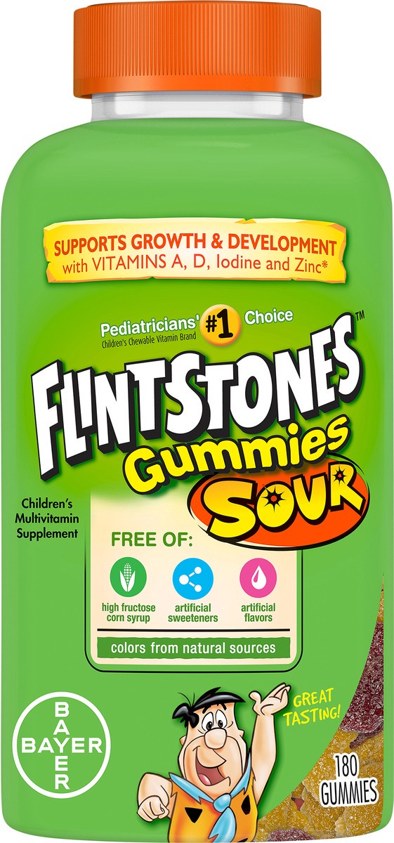 slide 4 of 7, Flintstones The Flintstones Kids' Complete Multivitamin Gummies - Sour - 180ct, 180 ct