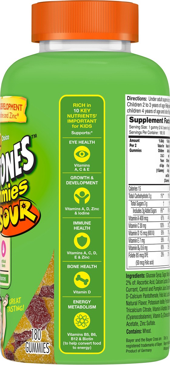 slide 6 of 7, Flintstones The Flintstones Kids' Complete Multivitamin Gummies - Sour - 180ct, 180 ct