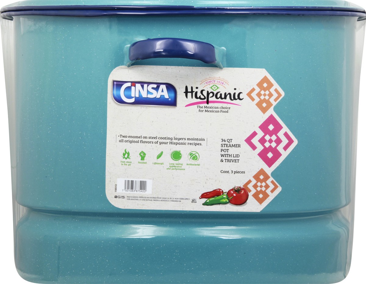 slide 9 of 9, Cinsa 34 Quart with Lid & Trivet Steamer Pot 0 ea, 0 ct
