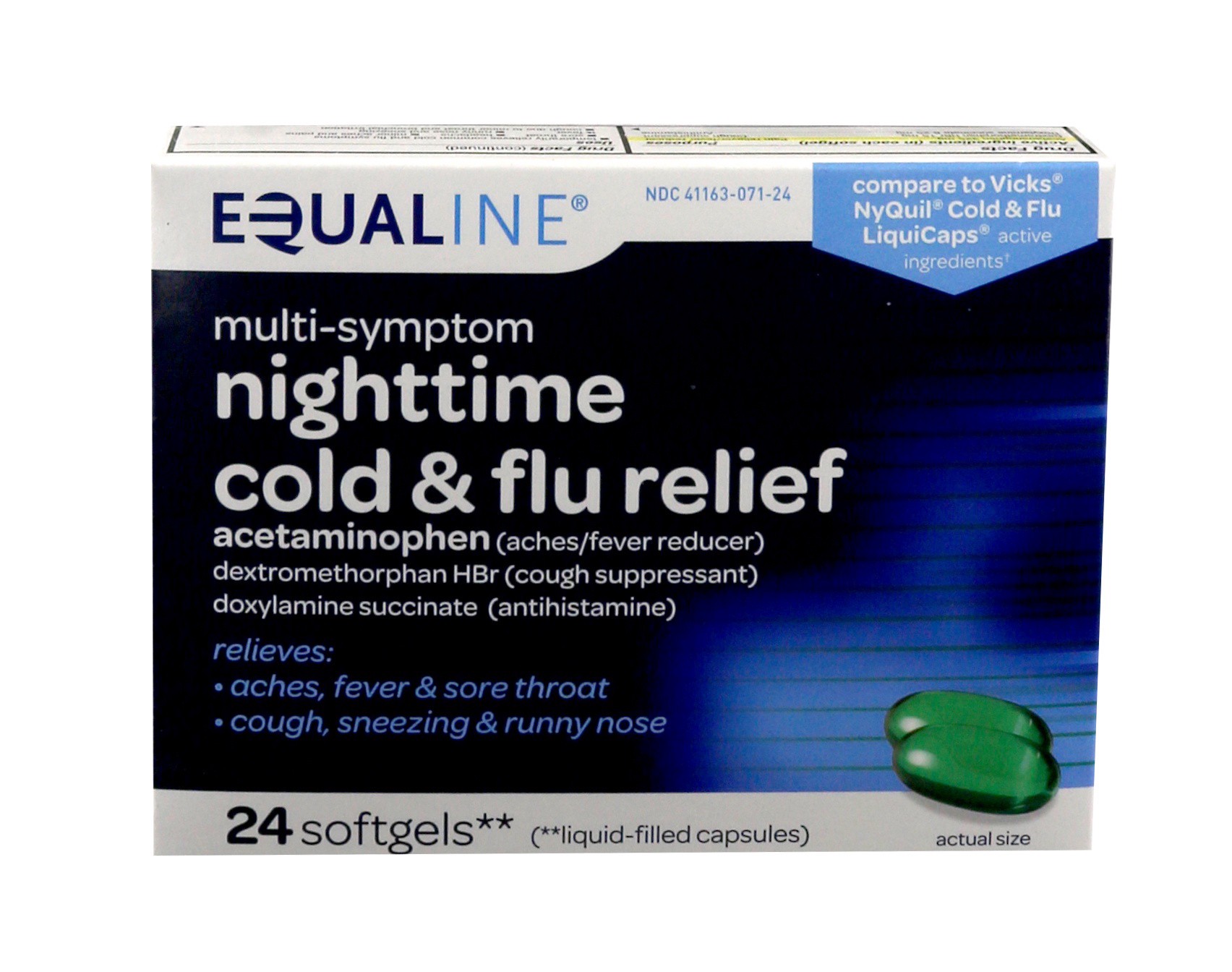 slide 1 of 1, Equaline Night Time Cold Soft Gels, 24 ct