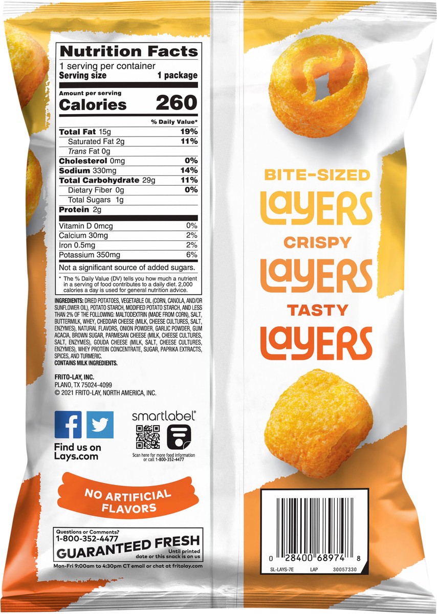 slide 3 of 4, Lay's Layers Three Cheese Flavored Potato Snacks - 1.75 oz, 1.75 oz