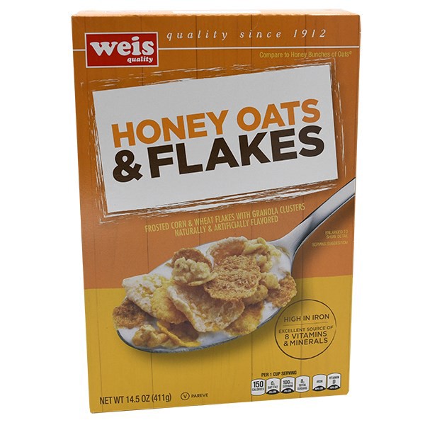 slide 1 of 1, Weis Quality Toasted Multi-Grain with Oats and Honey Cereal, 14.5 oz