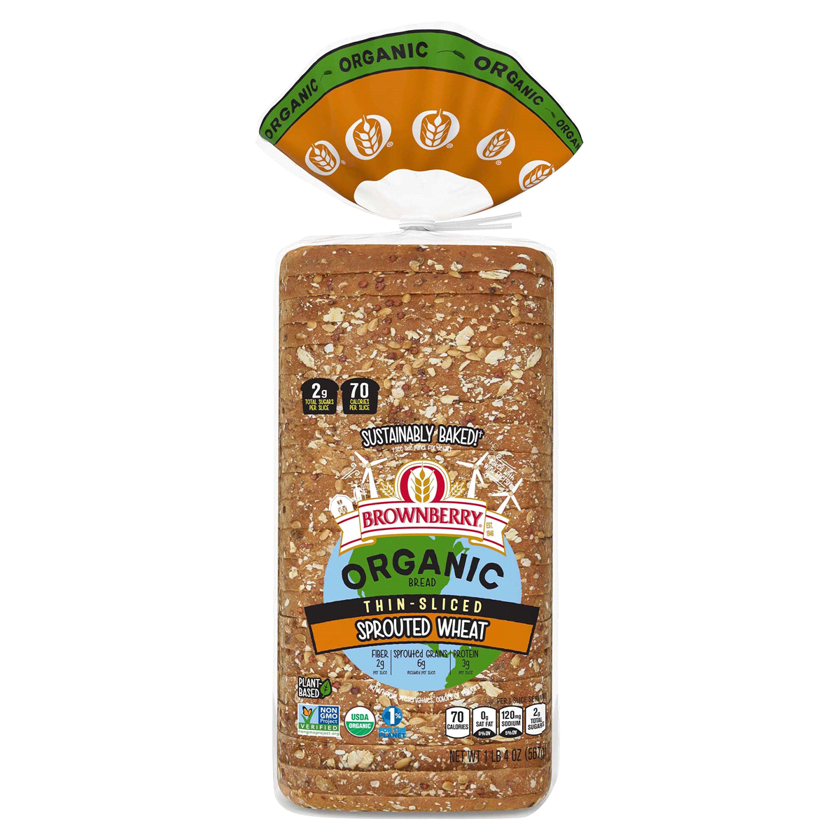 slide 1 of 1, Brownberry Organic Thin-Sliced Sprouted Wheat Bread, 20 oz