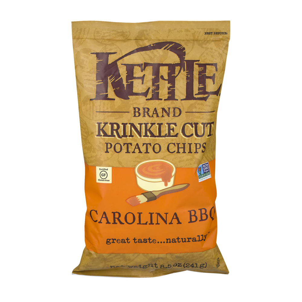 slide 1 of 5, Kettle Brand Krinkle Cut Potato Chips Carolina BBQ, 8.5 oz