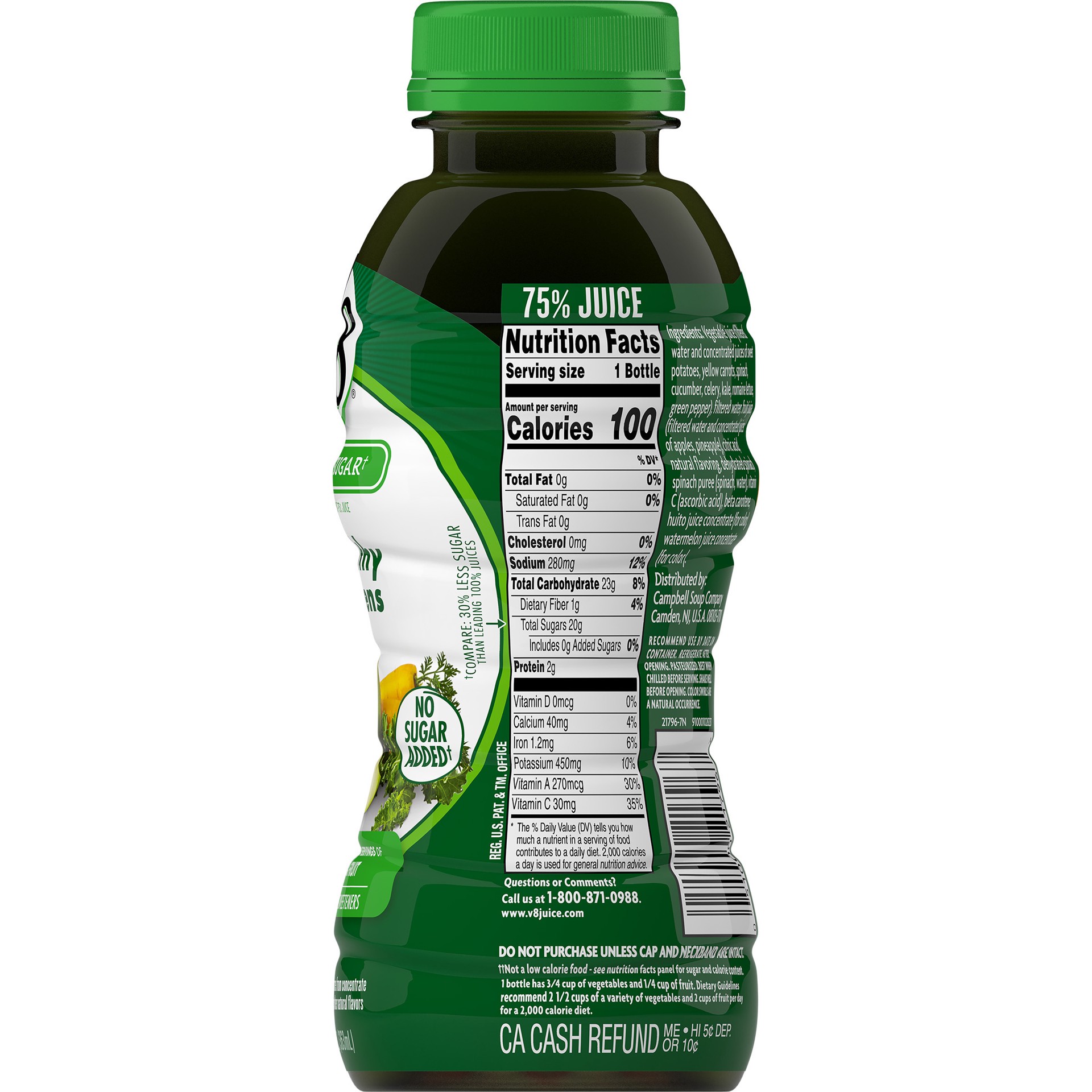 slide 5 of 5, V8 Lower Sugar Healthy Greens Juice - 12 fl oz, 12 fl oz