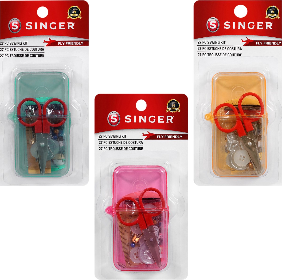 slide 2 of 3, SINGER Fly Friendly Sewing Kit with Case, 27 pcs, 27 ct