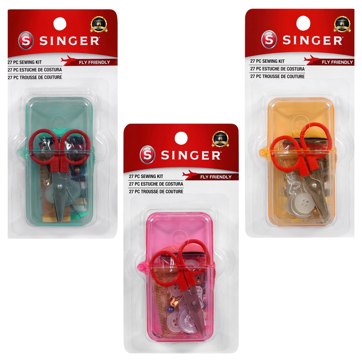 slide 3 of 3, SINGER Fly Friendly Sewing Kit with Case, 27 pcs, 27 ct