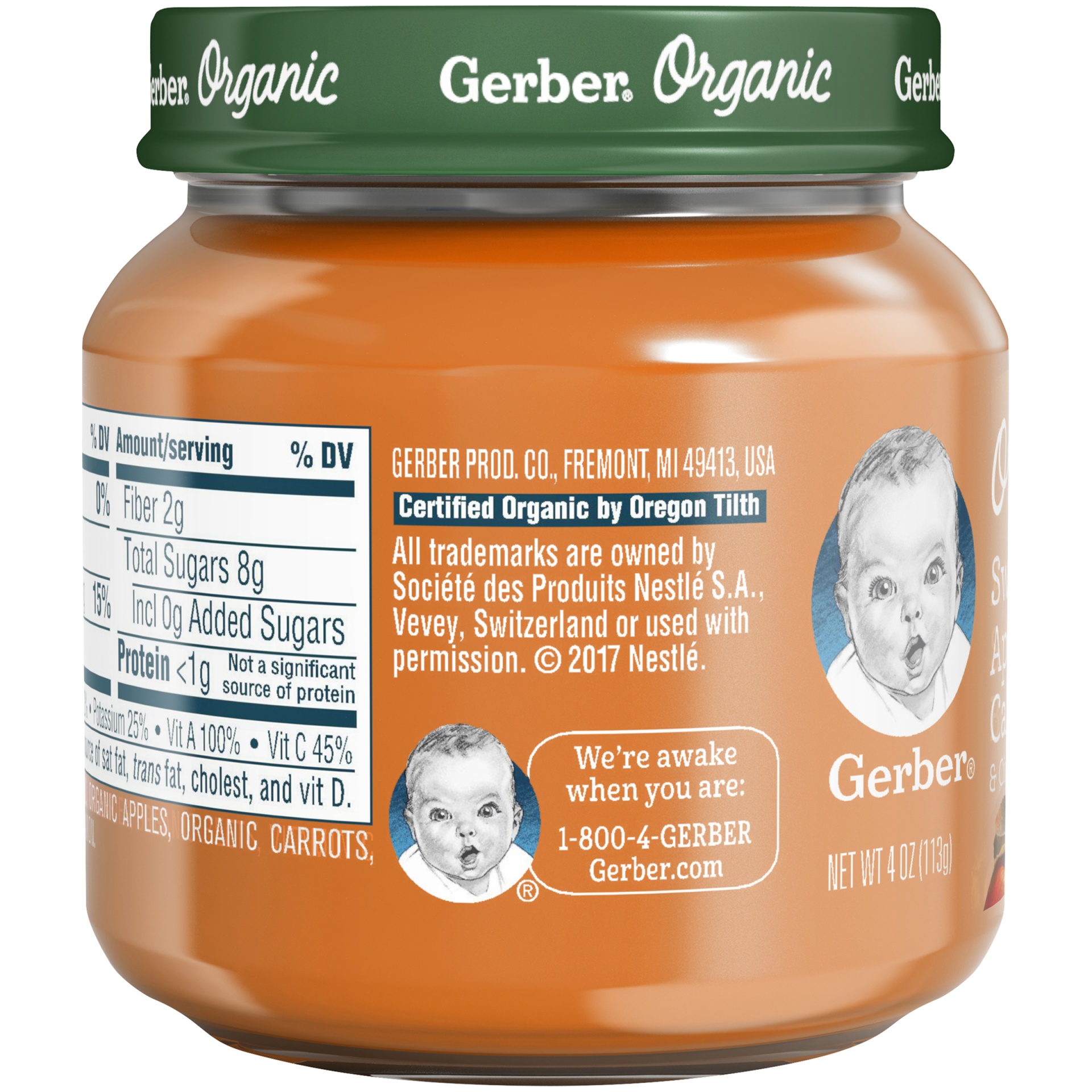 slide 6 of 6, Gerber Organic 2nd Foods Apple Sweet Potato & Carrot with Cinnamon, 4 oz