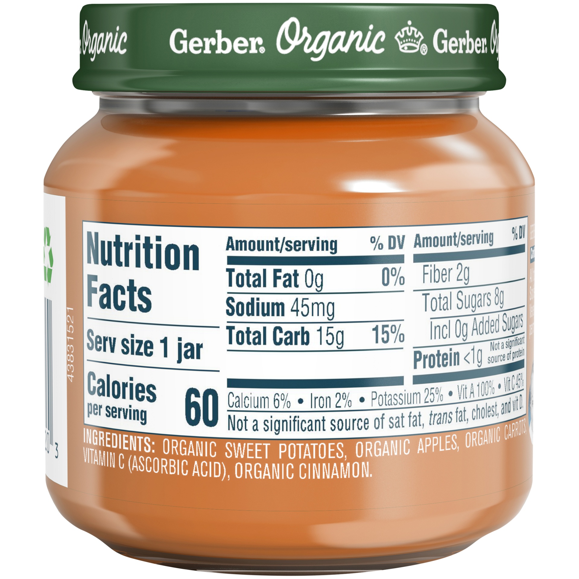 slide 5 of 6, Gerber Organic 2nd Foods Apple Sweet Potato & Carrot with Cinnamon, 4 oz