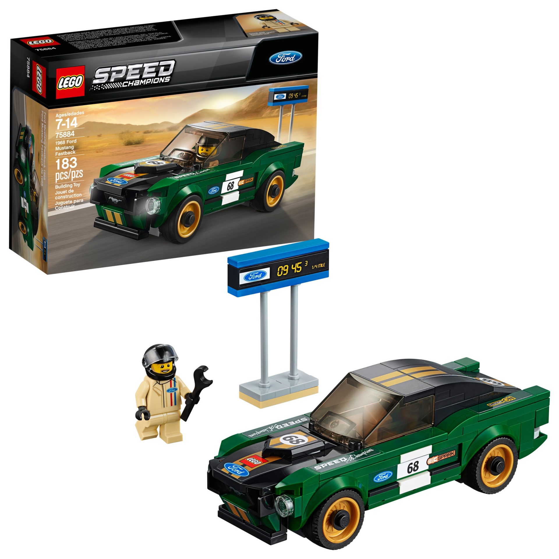 slide 1 of 8, LEGO Speed Champions 1968 Ford Mustang Fastback 75884, 1 ct