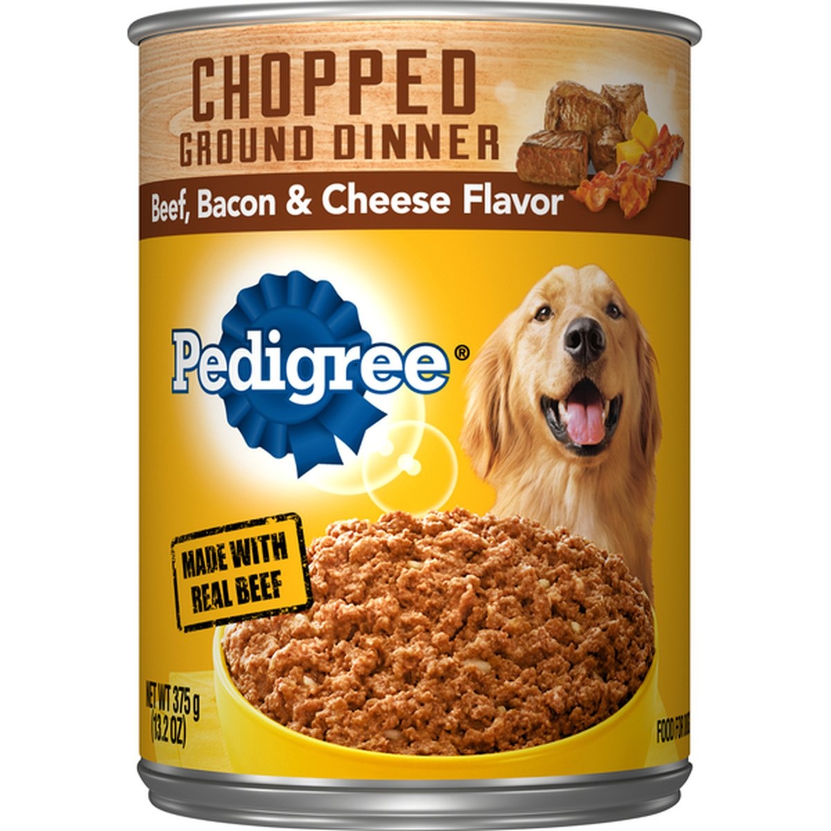 slide 1 of 1, Pedigree Dog Food, Beef, Bacon & Cheese Flavor, Chopped Ground Dinner, 13.2 oz