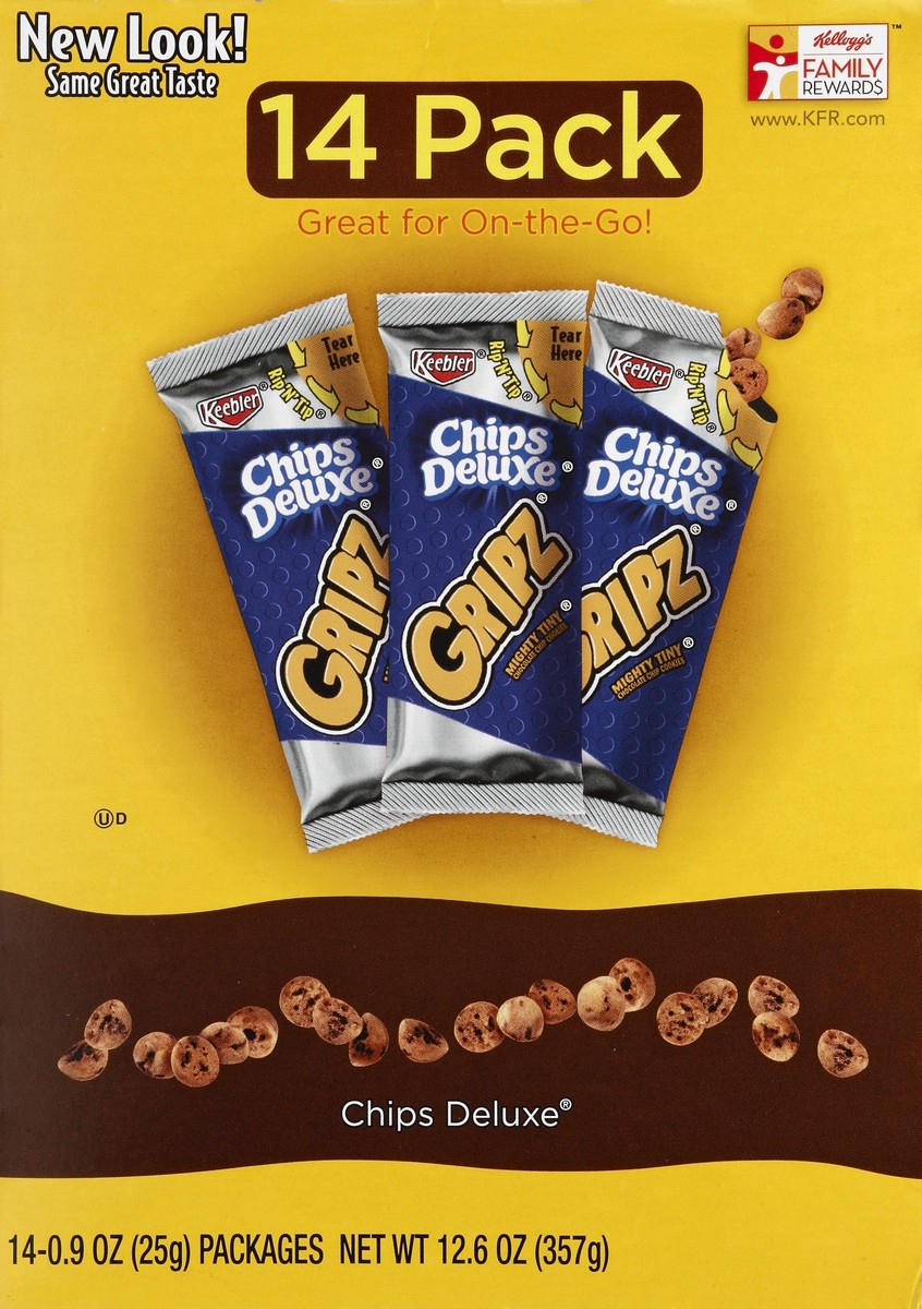 slide 5 of 6, Keebler Gripz Chips Deluxe Cookies, 14 ct; 0.9 oz