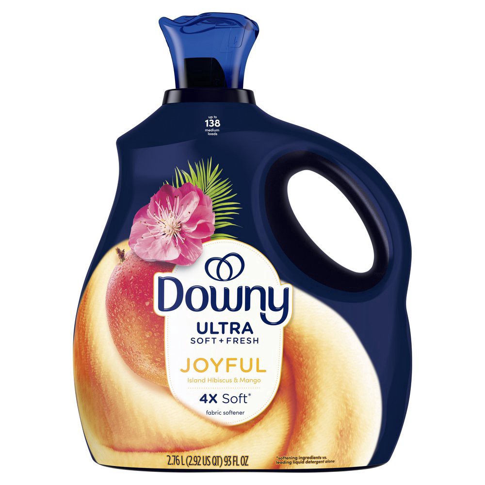 slide 1 of 1, Downy Ultra Soft + Fresh Fabric Softener, 138 Loads - Joyful, 93 oz