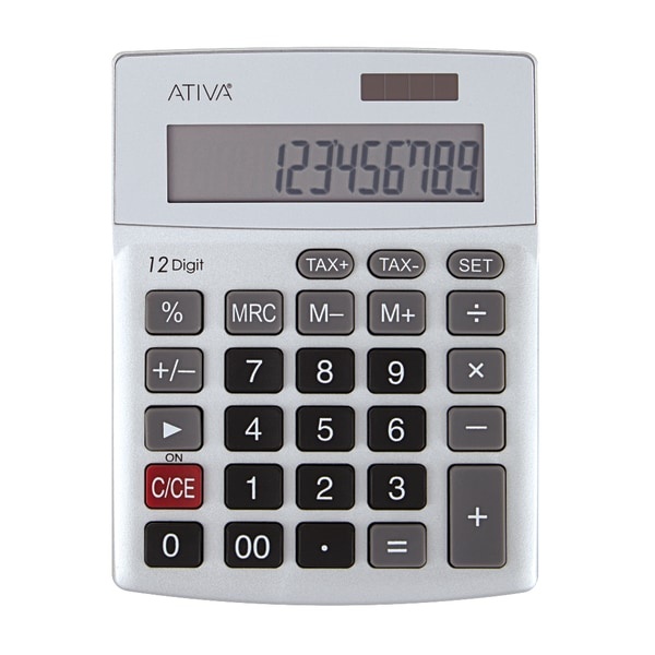 slide 1 of 1, Ativa Kc-421 12-Digit Desktop Calculator, Silver, 1 ct