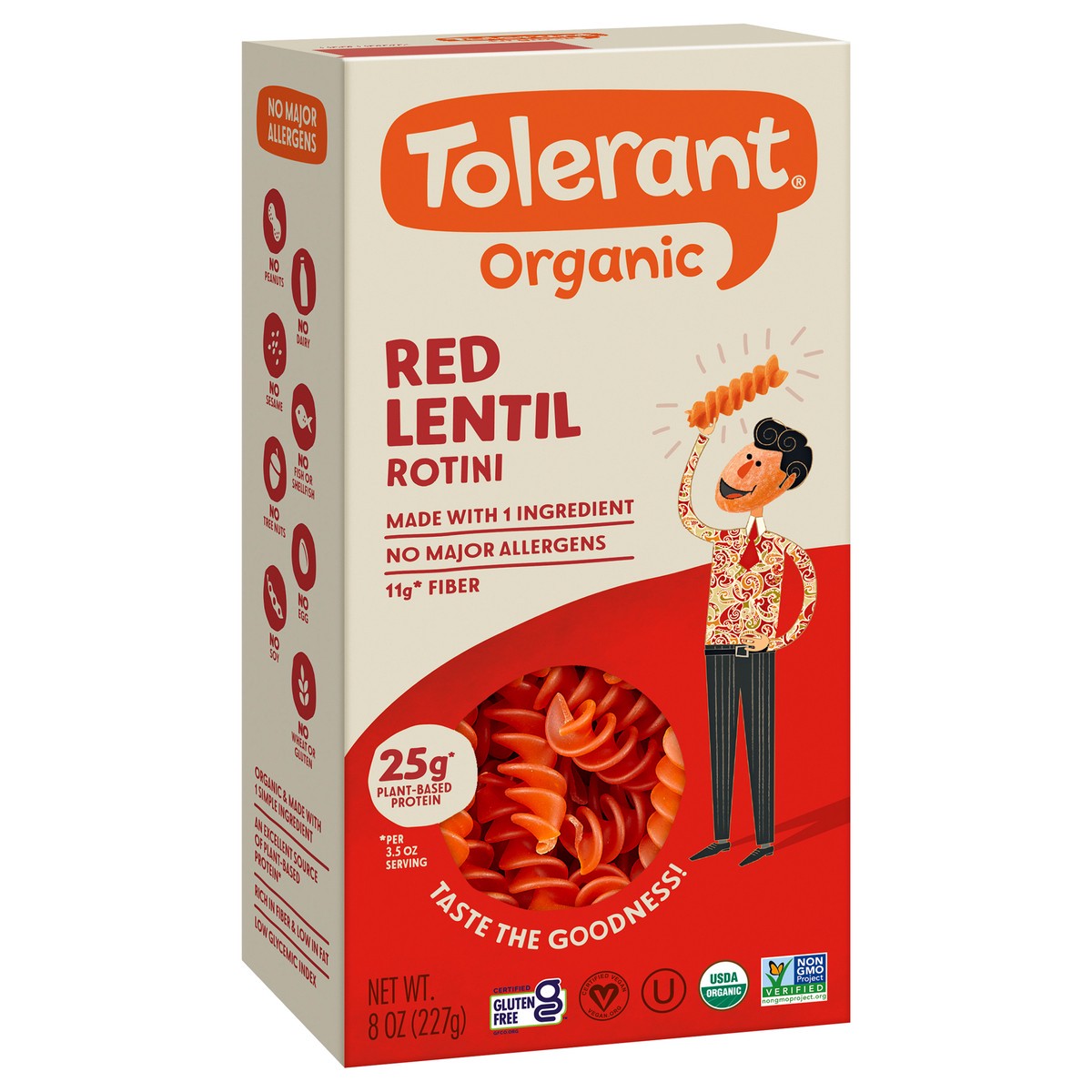 slide 2 of 14, Tolerant Organic Rotini Red Lentil, 8 oz