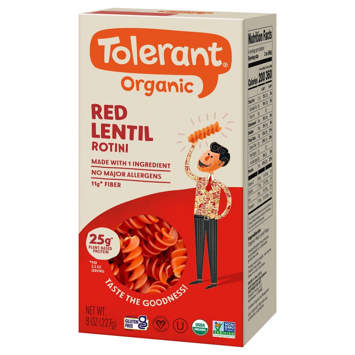 slide 3 of 14, Tolerant Organic Rotini Red Lentil, 8 oz