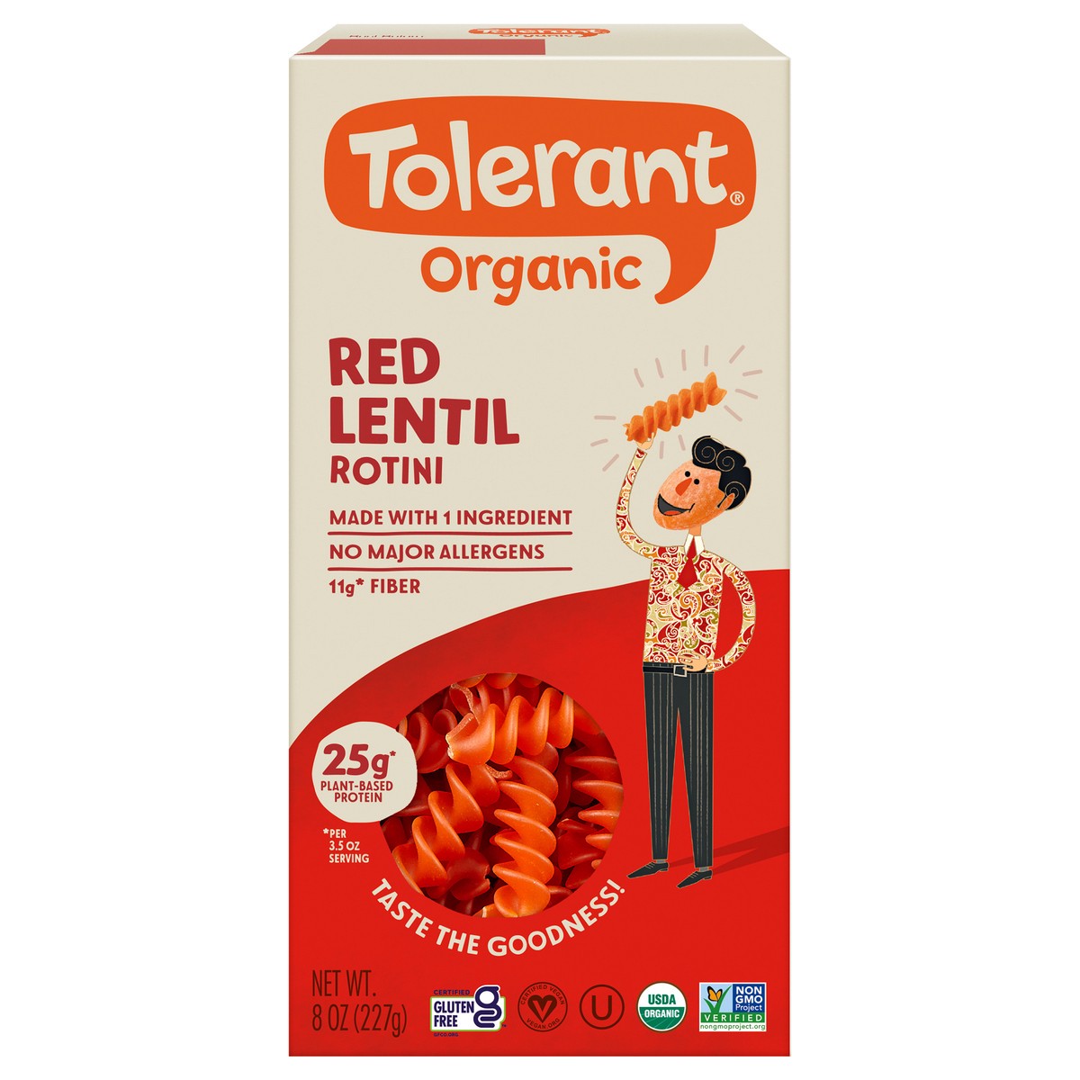 slide 12 of 14, Tolerant Organic Rotini Red Lentil, 8 oz